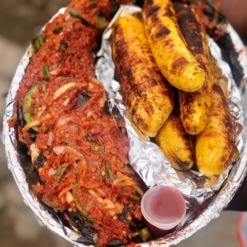 BBQ FRESH CAT FISH WITH ROASTED PLANTAIN