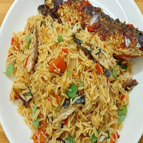 RICE: FRIED RICE WITH CROAKER FISH & COLESLAW