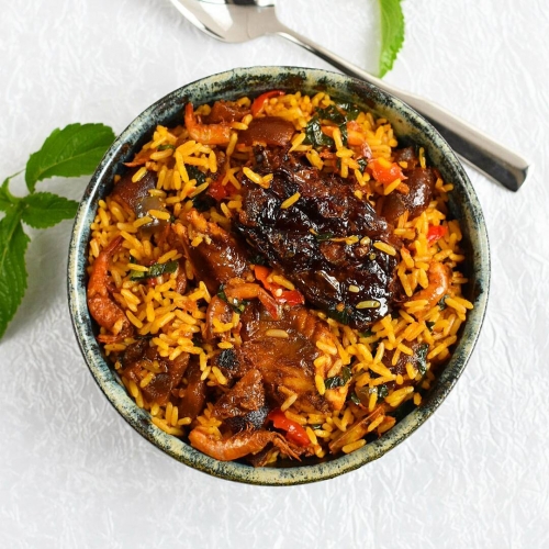 RICE: NATIVE JOLLOF RICE WITH DRY FISH