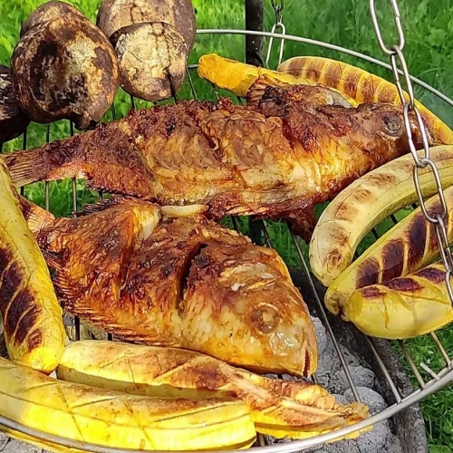 ROASTED YAM & PLANTAIN/PEPPER SAUCE/GRILLED FISH