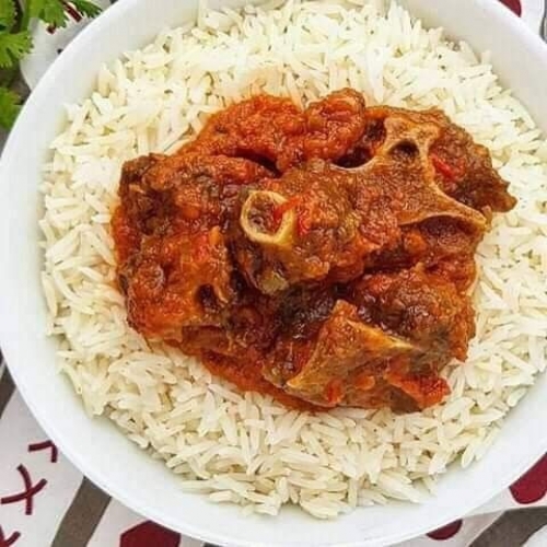 RICE: WHITE RICE WITH BEEF STEW