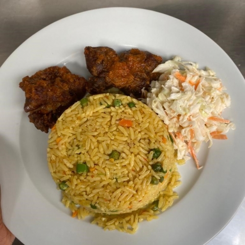 RICE: FRIED RICE WITH GOATMEAT & COLESLAW