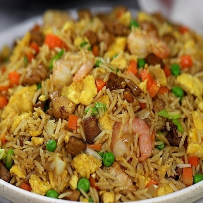 CHICKEN FRIED FRIED RICE WITH  CHICKEN IN CHILI SAUCE